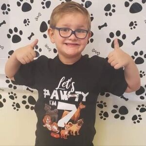 Youth "Let's Pawty" 7th Birthday T-shirt